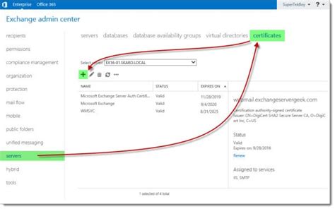 exchange 2016 certificate authentication